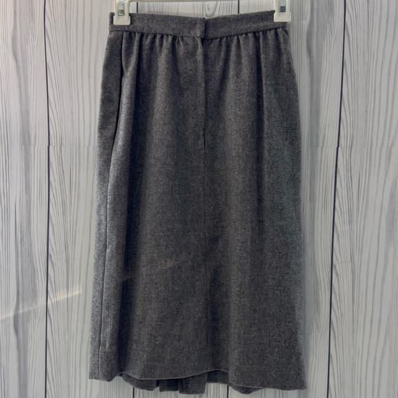 Vintage Wool Gray Pencil Skirt Front Slit Classic 1960s USA Size 6 - Picture 4 of 9